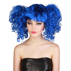 Perruque bleue √† couettes femme  
