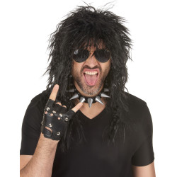 Perruque noire hard rockeur homme  