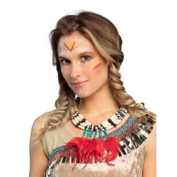 Collier indien avec plumettes rouges femme  