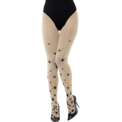 Collants chair avec araign√©es noires femme Halloween  