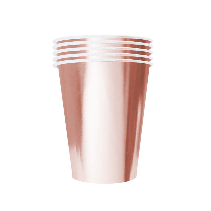 20 Gobelets am√©ricains carton recyclable rose gold 53cl  