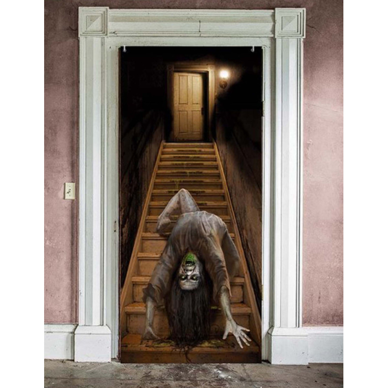 D√©coration de porte zombie poss√©d√© 80 x 180 cm  