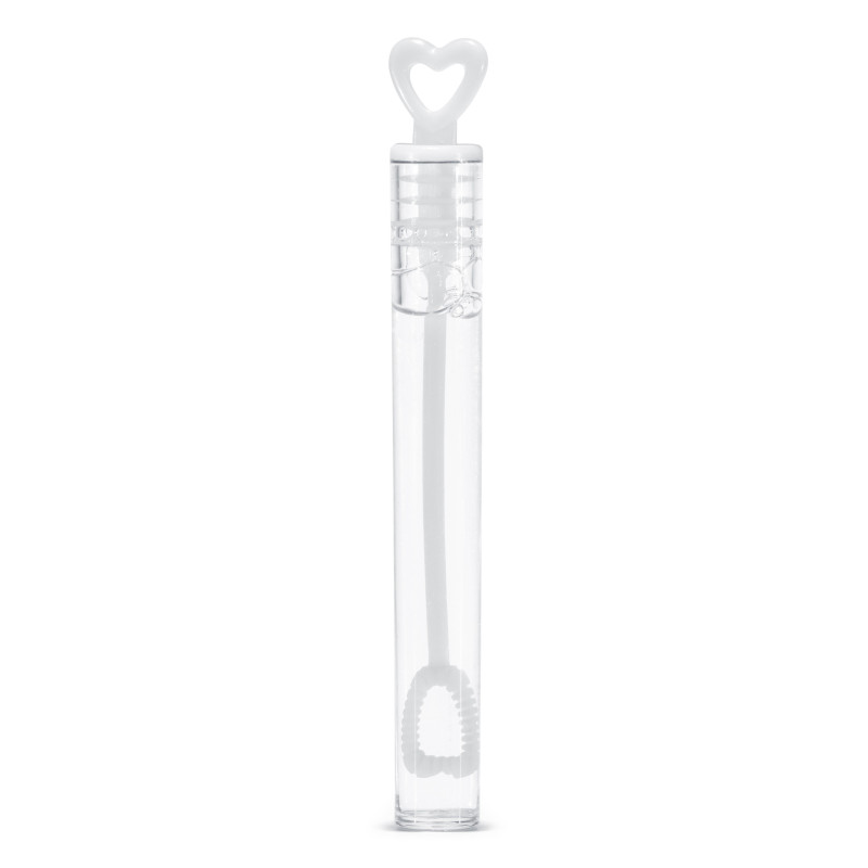 48 Flacons √† bulles en forme de coeur mariage blanc  