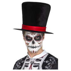 Chapeau haut de forme velour Dia de los Muertos adulte  