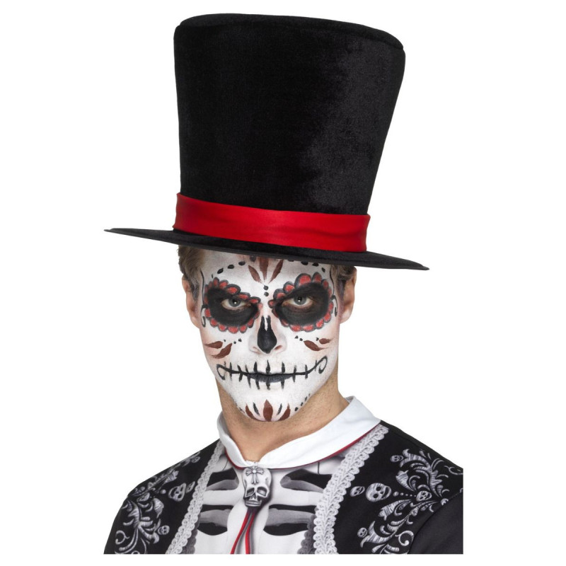 Chapeau haut de forme velour Dia de los Muertos adulte  