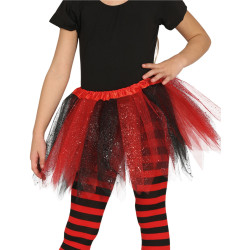 Tutu bicolore noir et rouge √† paillettes fille  