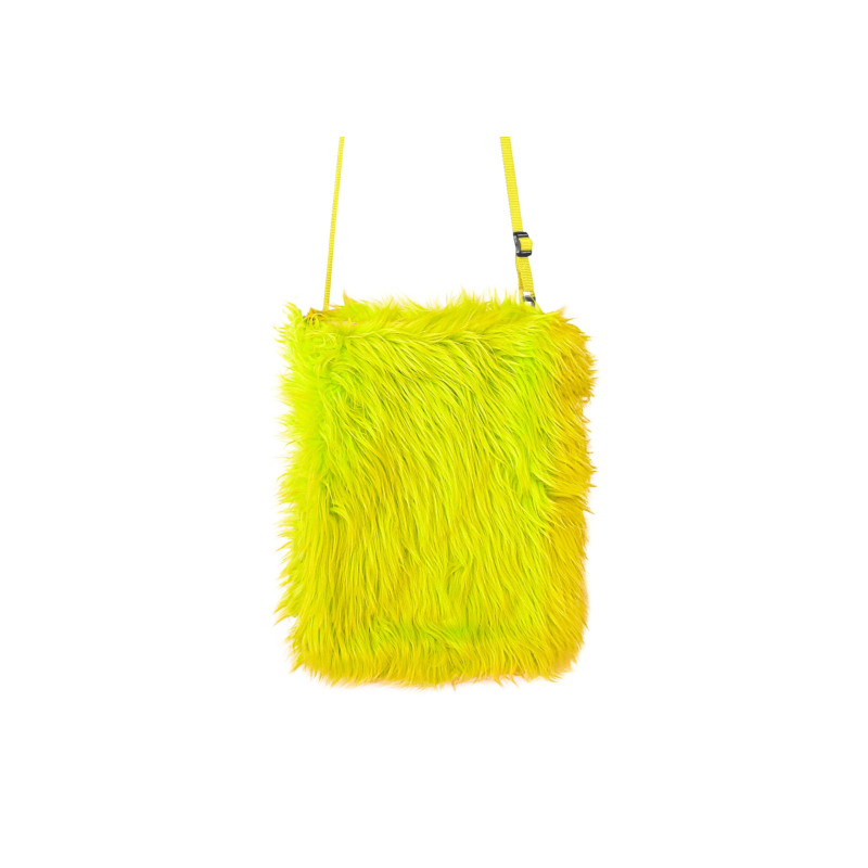 Sac en peluche jaune fluo  