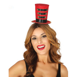Mini chapeau haut de forme majorette rouge femme  