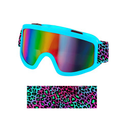 Lunettes de ski bleues avec bandeau l√©opard color√©  