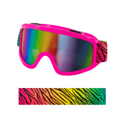 Lunettes de ski roses avec bandeau z√®bre color√©  