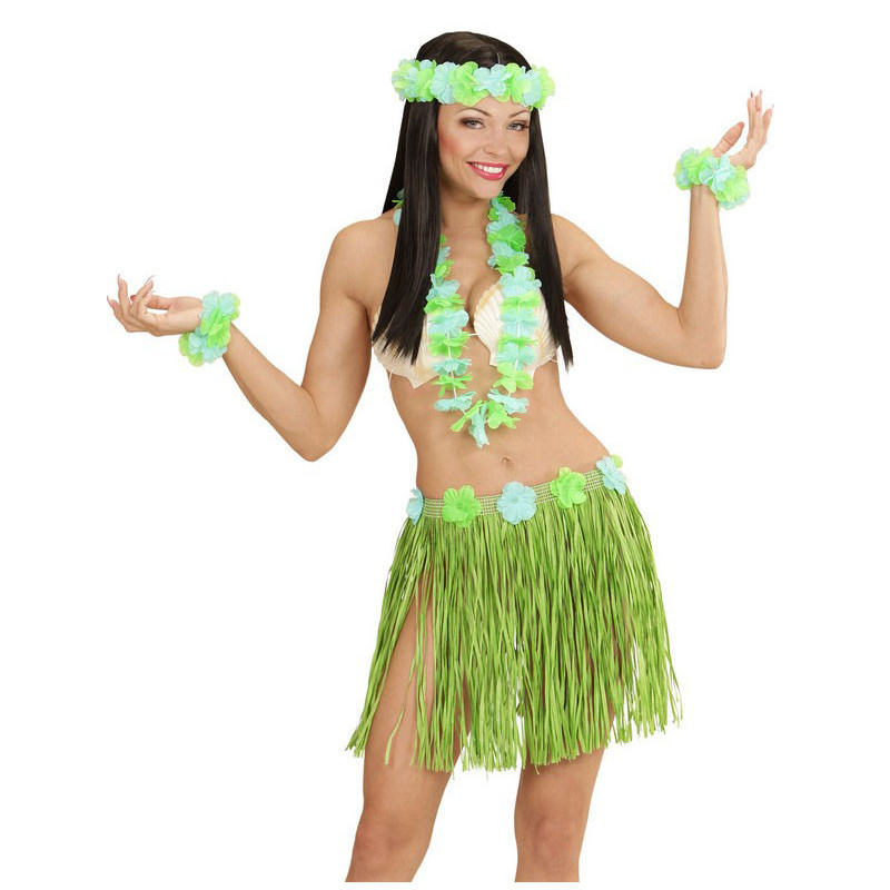 Kit hawa√Øen bleu et vert adulte  