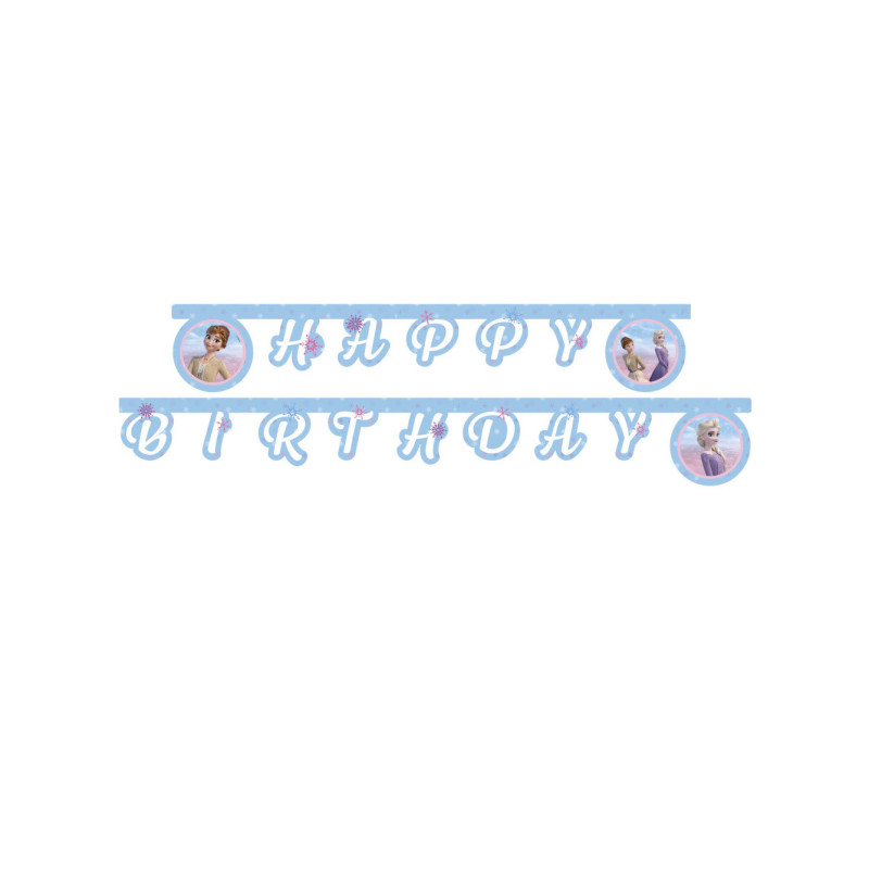 Guirlande en carton Happy Birthday La Reine des Neiges 2 m  