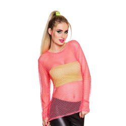 T-shirt fluo rose ann√©es 80 femme  