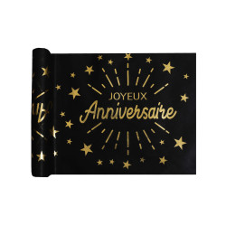 Chemin de table intiss√© anniversaire noir et or 5 m x 30 cm d√©co chic  