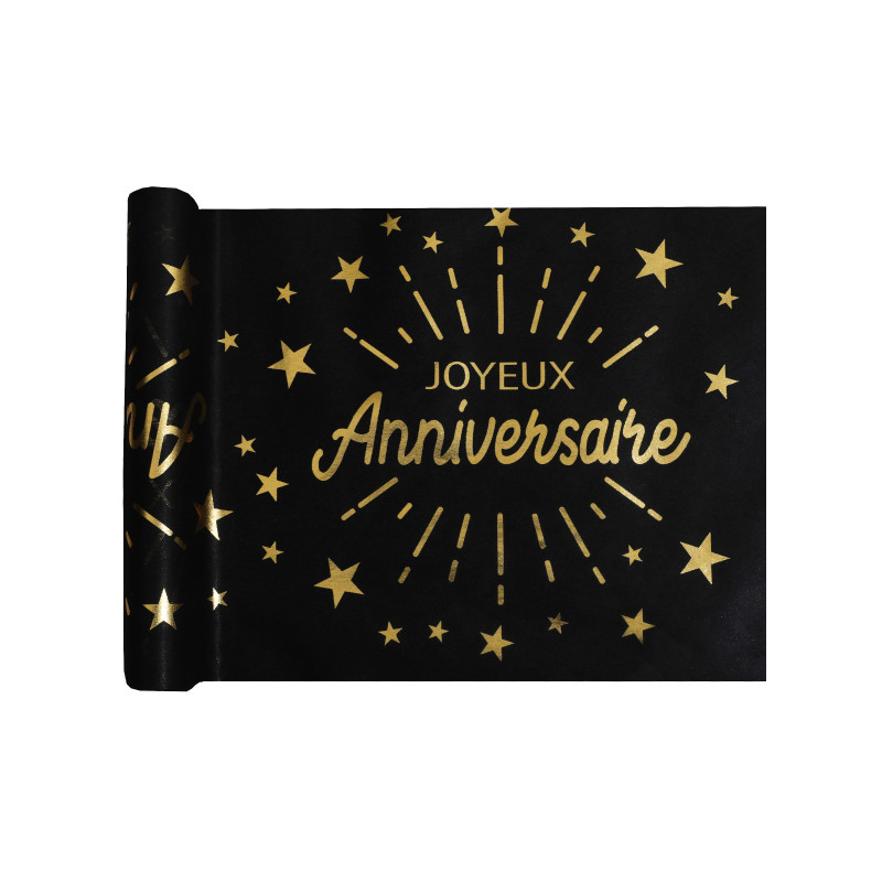 Chemin de table intiss√© anniversaire noir et or 5 m x 30 cm d√©co chic  