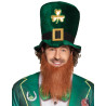 Chapeau haut de forme tr√®fle dor√© adulte avec barbe Saint Patrick  