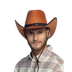 Chapeau cowboy marron √† bordures noires adulte  