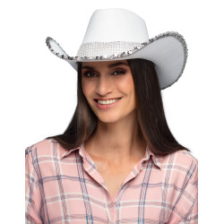 Chapeau de cowboy blanc √† strass adulte  