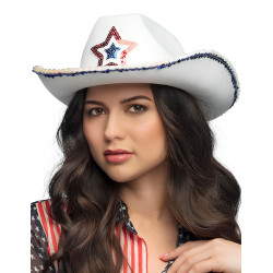 Chapeau Cowboy blanc USA adulte  