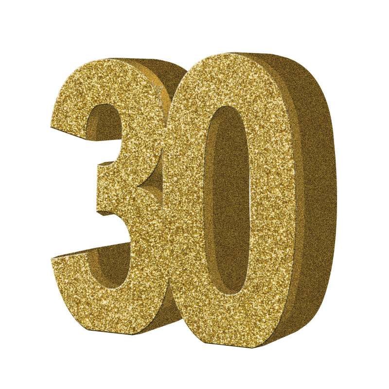 D√©coration de table 30 ans dor√©e 20 x 20 cm  
