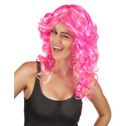 Perruque boucl√©e rose femme  