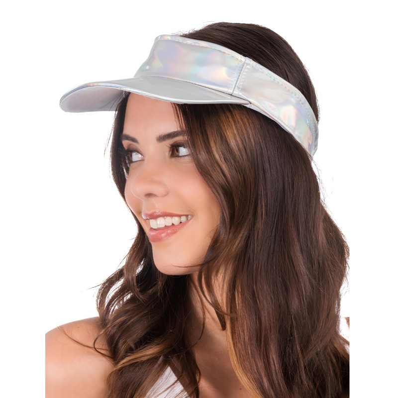 Visi√®re iris√©e argent√©e adulte  