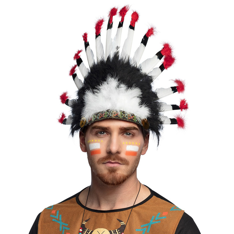 Coiffe d'indien √† plumes adulte  