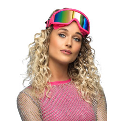 Lunettes de ski rose fluo adultes  