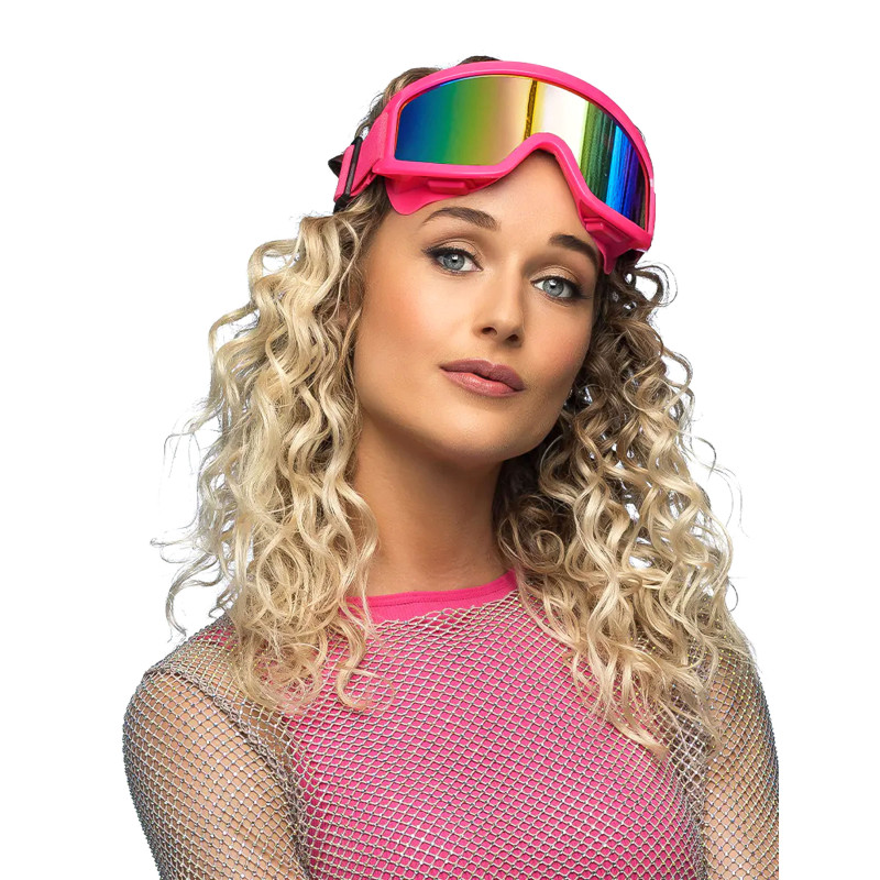 Lunettes de ski rose fluo adultes  