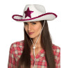 Chapeau de cowgirl blanc avec √©toiles √† sequins rose  