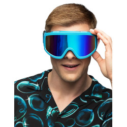 Lunettes de ski bleu fluo adultes  