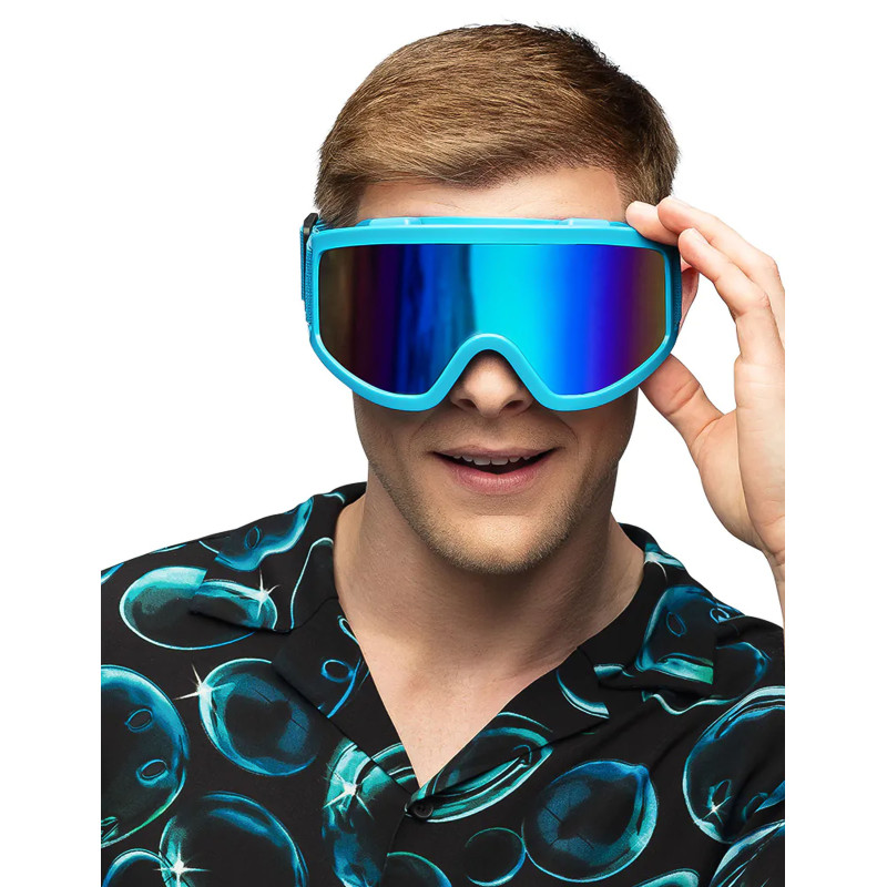 Lunettes de ski bleu fluo adultes  