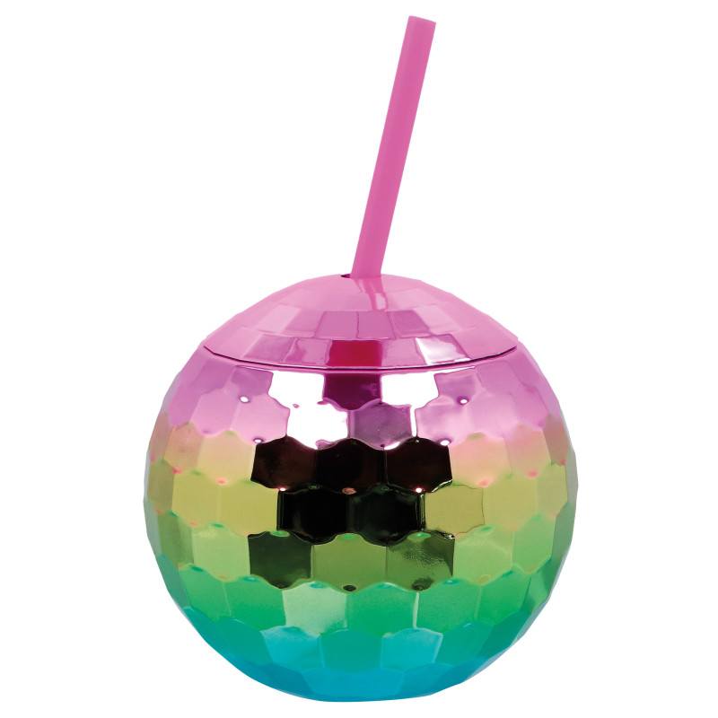 Gobelet boule disco arc en ciel 600 ml  