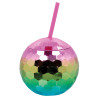 Gobelet boule disco arc en ciel 600 ml  