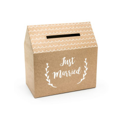 Urne en carton kraft just married forme maison 30 x 30,5 x 16,5 cm  