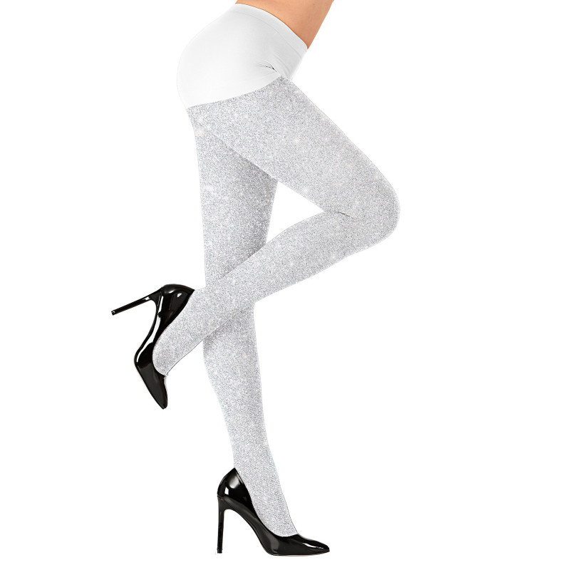 Collants scintillants blancs adulte  