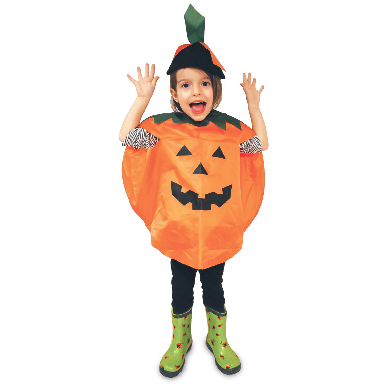 Poncho citrouille enfant  