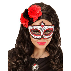 Loup color√© rouge paillett√© adulte Dia de los muertos  