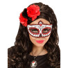 Loup color√© rouge paillett√© adulte Dia de los muertos  