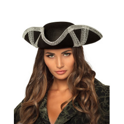Chapeau pirate bordure argent√©e adulte  