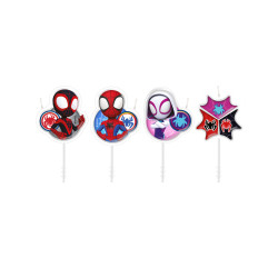 4 Bougies anniversaire Spidey et ses amis  