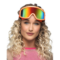 Lunettes de ski orange fluo adulte  