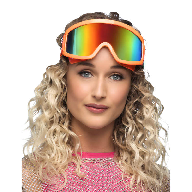 Lunettes de ski orange fluo adulte  