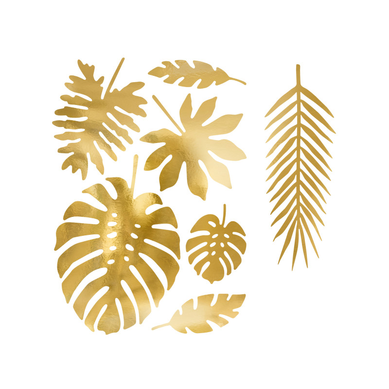 21 Feuilles tropicales en papier dor√©es  