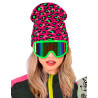 Bonnet l√©opard rose et vert fluo adulte  