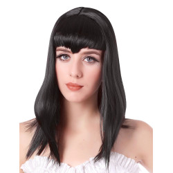 Perruque vampire noire avec frange femme  