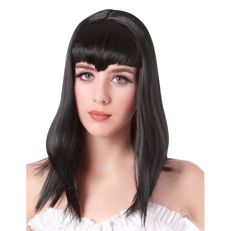 Perruque vampire noire avec frange femme  