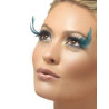 Faux cils noirs avec grandes plumes bleues adulte  