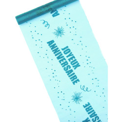 Chemin de table organza joyeux anniversaire turquoise 29 cm x 5 m √† paillettes  