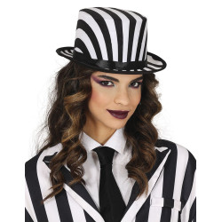 Chapeau haut de forme √† rayures noir et blanc adulte  